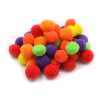 Charles Leonard 1" Pom-Poms, Hot Colors, 12 Packs of 50 