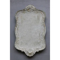 18" Decorative Distressed Gray Metal Tray