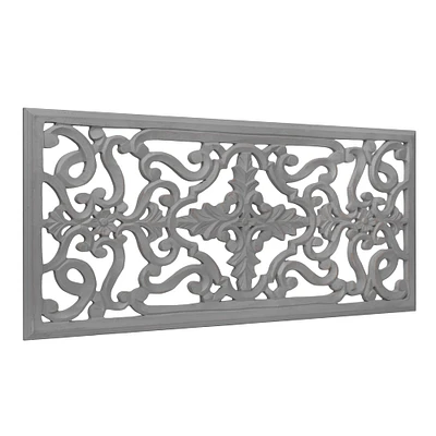American Art Décor™ 30" Gray Hand-Carved Floral Wood Panel and Wall Décor