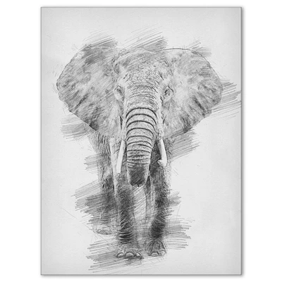 Designart - Black and White Elephant Pencil ketch