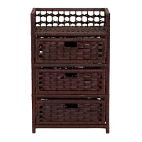 Household Essentials Woven 3 Drawer Chest with Cutout Handles