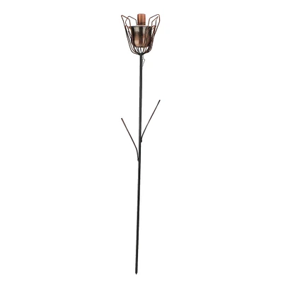 30" Brushed Copper Flower Oil Lamp Patio Torch