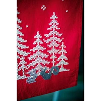 Vervaco Christmas Trees & Forest Animals Stamped Table Runner Cross Stitch Kit