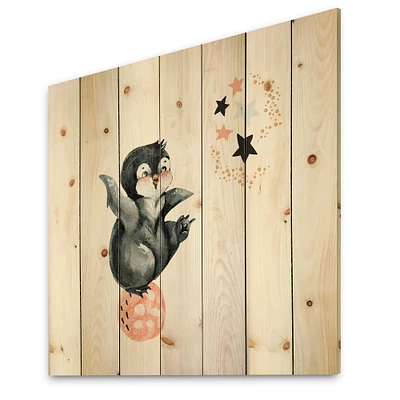 Designart - Little Penguin With Stars and Planets II