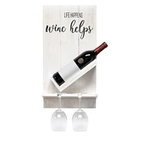 Elegant Designs Wall Mounted Wine Bottle Shelf & Glass Holder