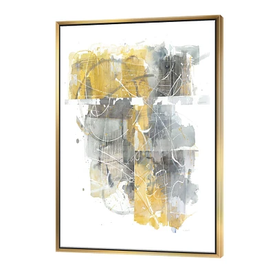 Designart - Moving In and Out of Traffic II Yellow Grey - Geometric Canvas in Gold Frame