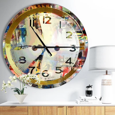 Designart 'People And Time Acrylic Watercolor Modern Wall Clock