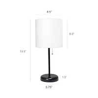 LimeLights White Shade Stick Lamps with USB Charging Port