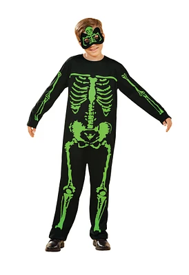 Medium Black & Green Skeleton Child Costume