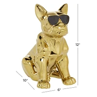 CosmoLiving by Cosmopolitan Gold Ceramic Glam Sculpture, Dog 12" x 6" x 10"