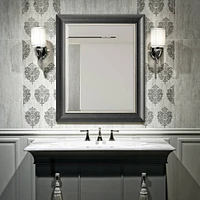 Head West® 34.5" Alderton Black & Silver Framed Beveled Wall Mirror 