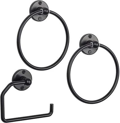 Stainless Steel Towel Rings & Toilet Paper Holder Set