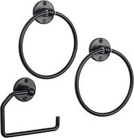 Stainless Steel Towel Rings & Toilet Paper Holder Set