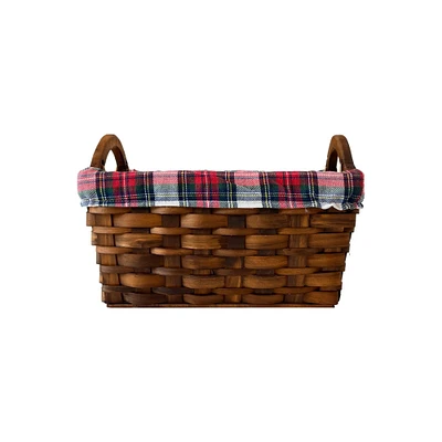 Wood Basket with Plaid Liner by Ashland