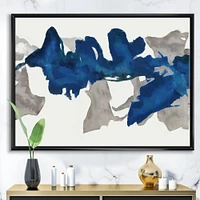 Designart - Gouache Sapphire on Gray VI - Modern Framed Canvas Wall Art Print