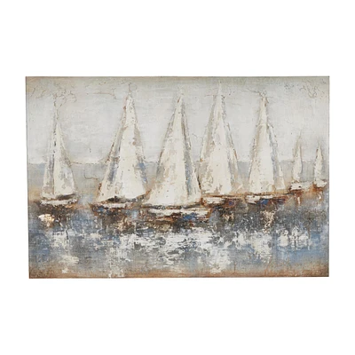 Sail Boat Scene Distressed Canvas Wall Art