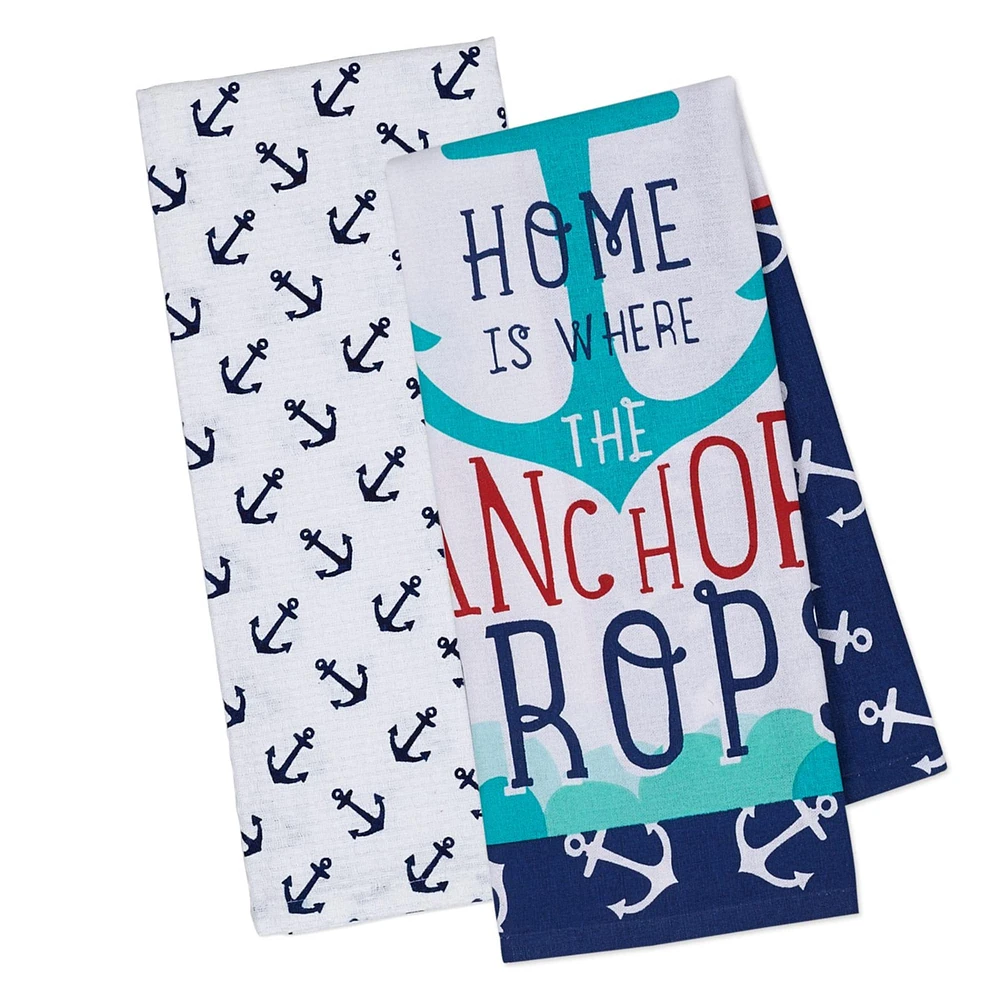 DII® Anchors Printed Dishtowel, 2ct.