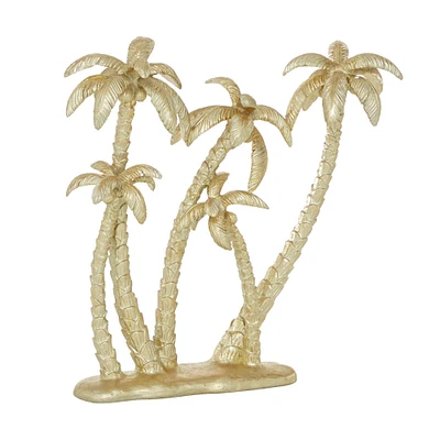 16" Gold Coastal Palm Tree Sculpture