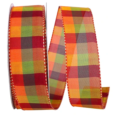 Reliant 1.5" Bright Plaid Wired Ribbon