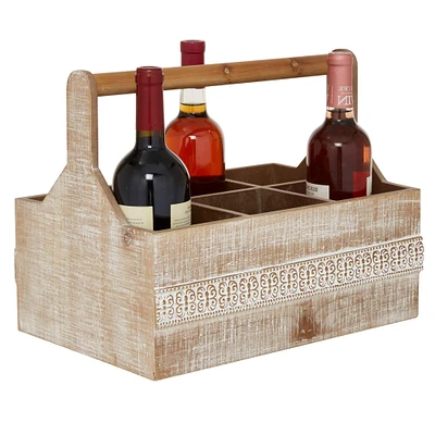 Brown Wood Boho Style Bottle Holder