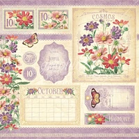 Graphic 45 Flower Market 12" x 12" October Double-Sided Cardstock, 15 Sheets