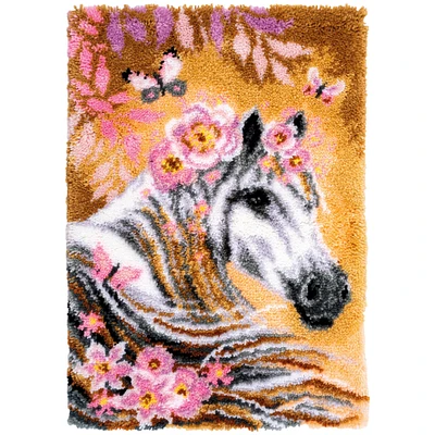 Vervaco Horse with Flowers Latch Hook Rug Kit