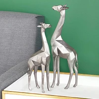 CosmoLiving by Cosmopolitan Silver Polystone Modern Giraffe Sculpture Set