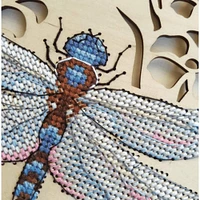 MP Studia Dragonfly Cross Stitch On Wood Kit