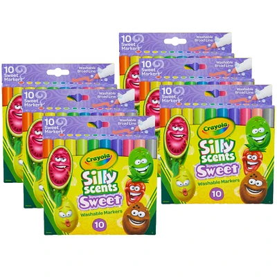 Crayola Silly Scents Sweet Washable Broad Line Markers, 6 Packs of 10