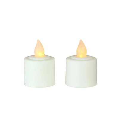 1.5" White LED Flickering Amber Lighted Christmas Votive Candles, 2ct.