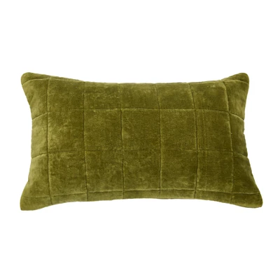 Quilted Velvet Lumbar Pillow Cover