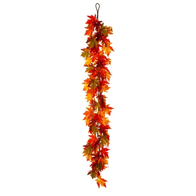 Glitzhome® 6ft. Fall Lighted Maple Leaves Garland