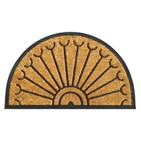 RugSmith Natural & Black Half-Round Molded Rubber & Coir Doormat