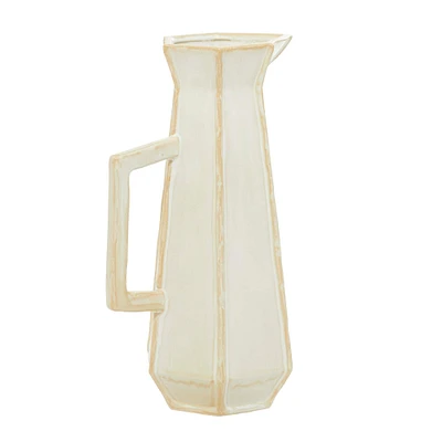 White Ceramic Modern Vase, 9" x 14"