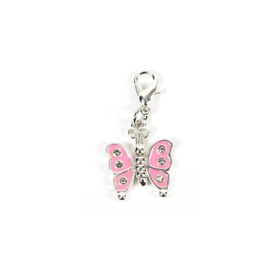 12 Pack: Pink & Silver Butterfly Charm by Bead Landing™