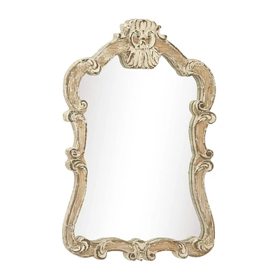 Cream Vintage Wood Wall Mirror, 39" x 25"
