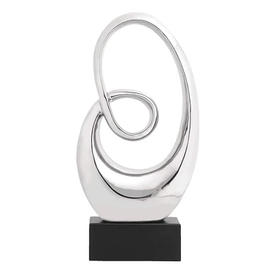 21" Silver Modern Abstract Sculpture