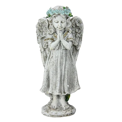 10" Gray Praying Angel Girl Garden Statue