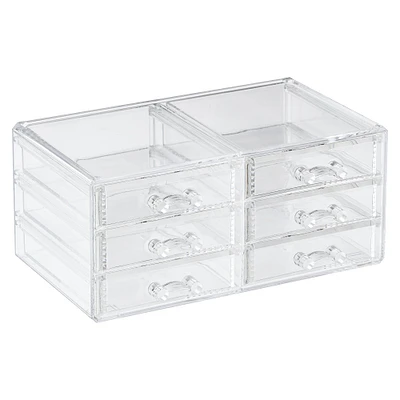 6 Pack: Cecilia Tech 9" Clear Stackable 6-Drawer Jewelry Box