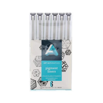 12 Packs: 6 ct. (72 total) Art Alternatives Black Pigment Liner Brush Pen Set