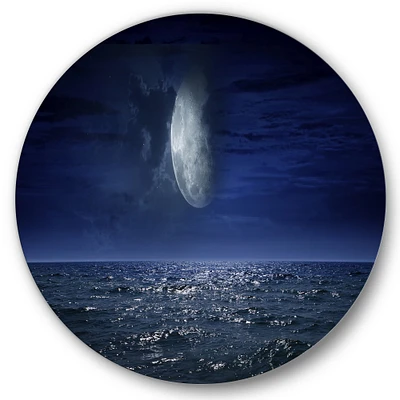 Designart - Full Moon Over Dark Ocean At Night