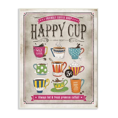 Stupell Industries Happy Cup Vintage Comic Book Wall Plaque