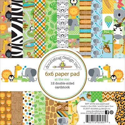 Doodlebug Design Inc.™ At The Zoo Paper Pad, 6" x 6"