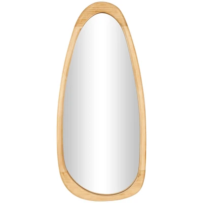 42" Brown Wood Oval Wall Mirror