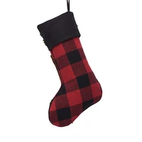 Glitzhome® 19" Plaid Reindeer & Bear Stockings on Rug, 2ct.