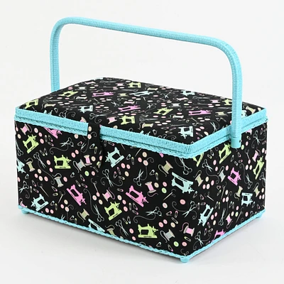 Dritz® Aqua Sewing Notions Extra Large Sewing Basket with Removable Tray