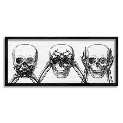 Stupell Industries Speak See Hear No Evil Skulls Framed Giclée Wall Art