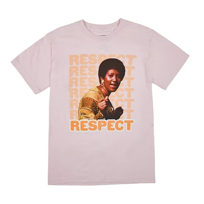 Pink Aretha Franklin Respect Crew Neck Adult T-Shirt