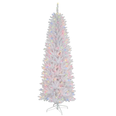 6 Pack: 4.5ft. Pre-Lit White Pencil Fraser Fir Artificial Christmas Tree, Multicolor Lights