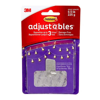 Command™ Adjustables™ Mini Light Clips, Clear
